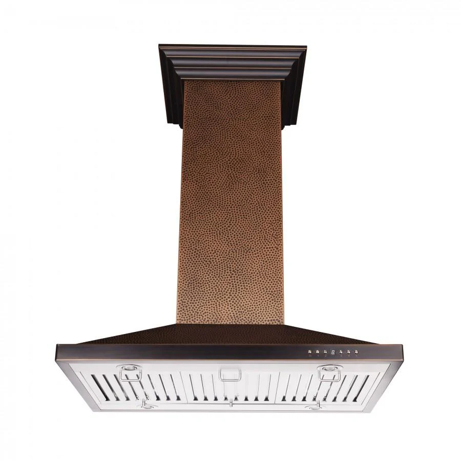 ZLINE 30 in. Designer Series Hand Hammered Copper Convertible Vent Island Mount Range Hood (8GL2Hi-30) - Image 2