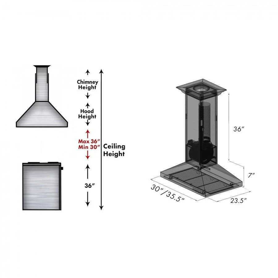 ZLINE 30 in. Designer Series Hand Hammered Copper Convertible Vent Island Mount Range Hood (8GL2Hi-30) - Image 7