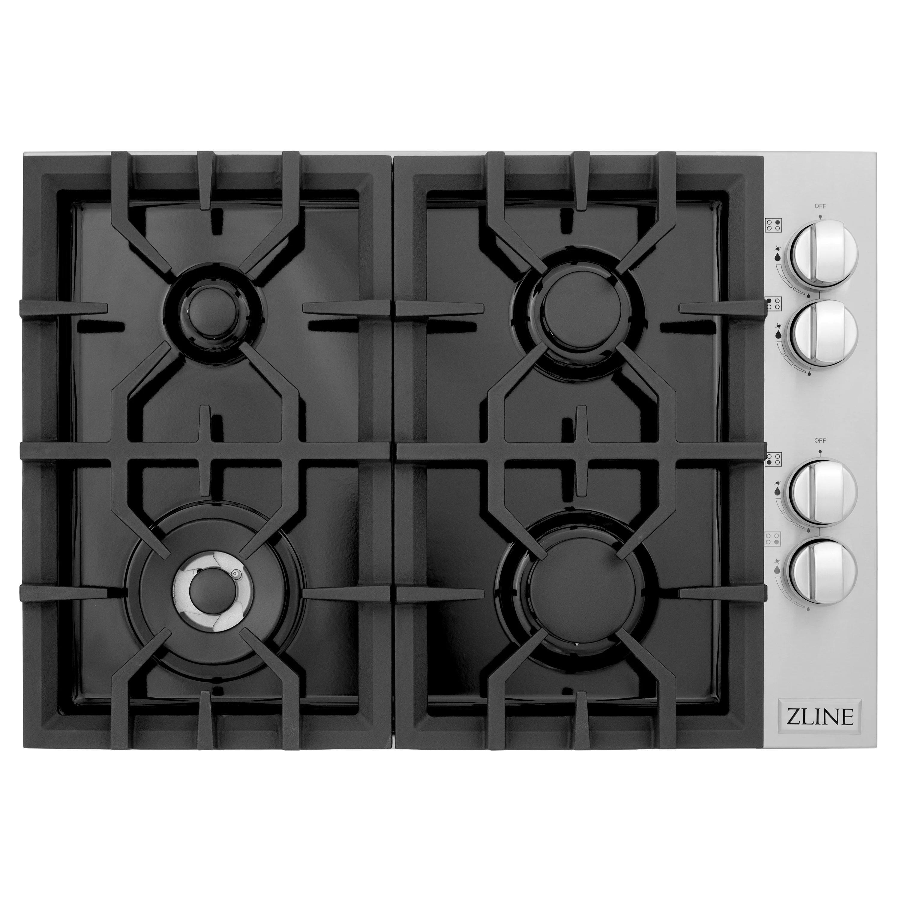 ZLINE 30" Gas Cooktop with 4 Gas Burners and Black Porcelain Top (RC30-PBT) - Image 4