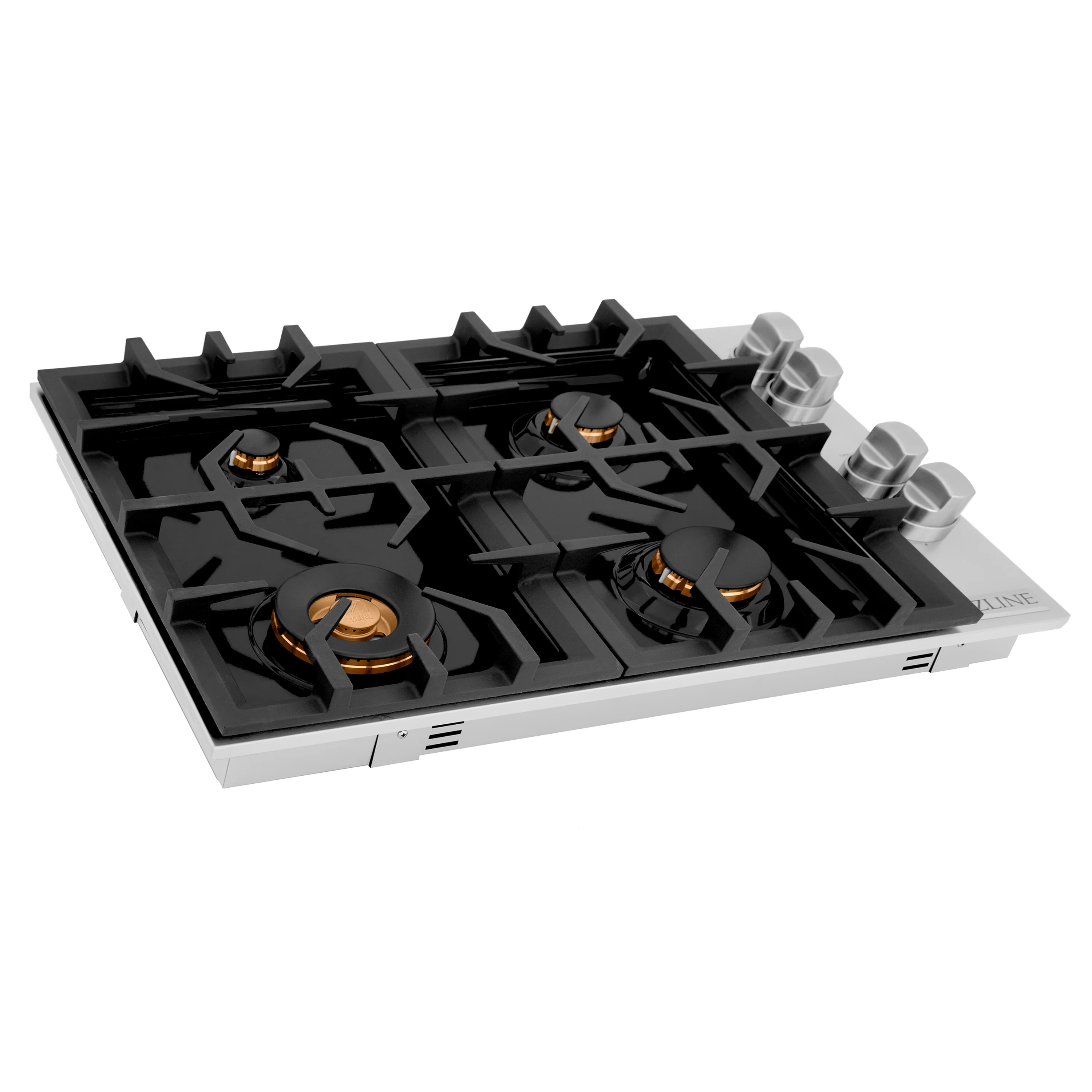 ZLINE 30" Gas Cooktop with 4 Gas Brass Burners and Black Porcelain Top (RC-BR-30-PBT) - Image 3
