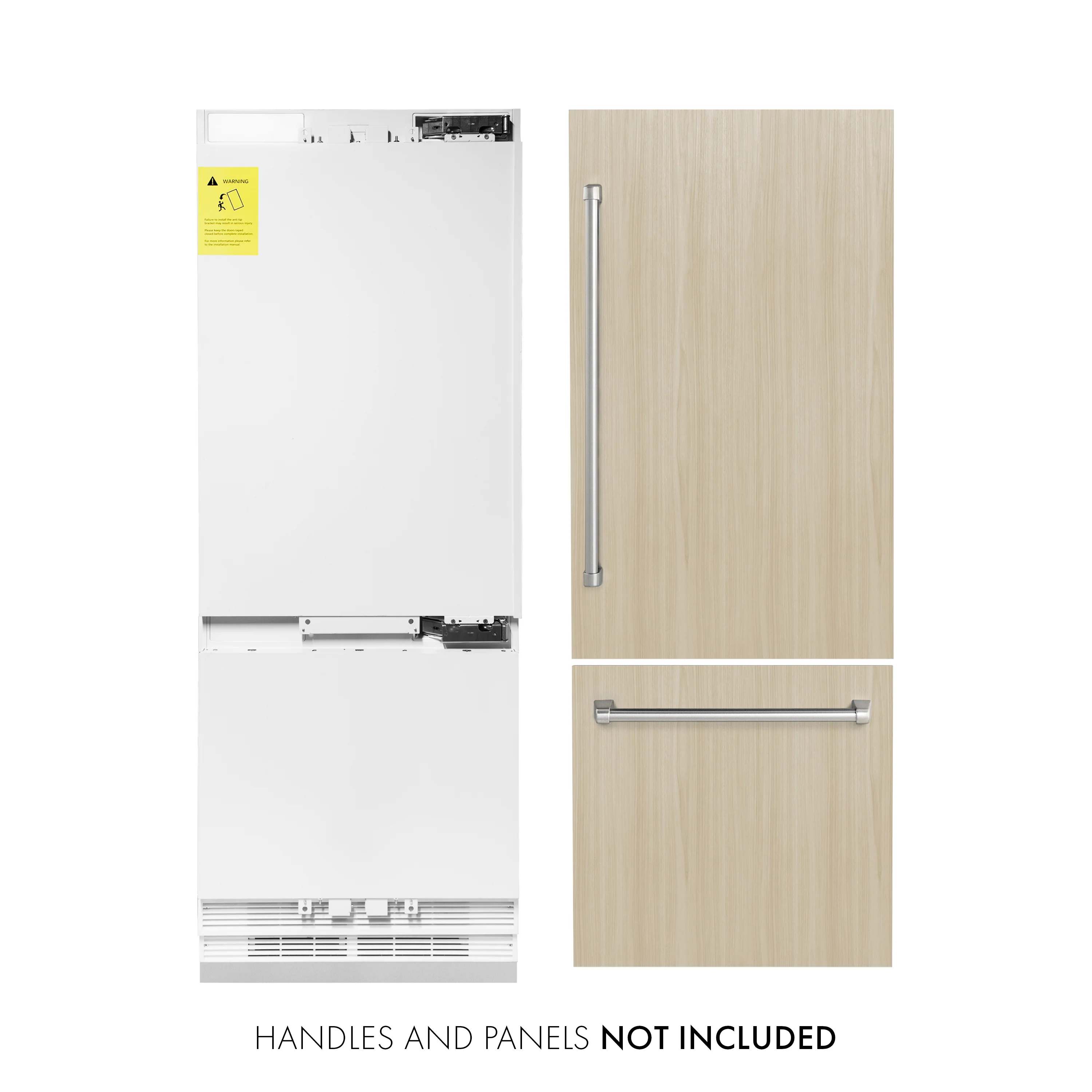 ZLINE 30 in. 16.1 cu. ft. Panel Ready Built-In Bottom Freezer Refrigerator with Water Dispenser and Ice Maker, Open Box-Great Condition