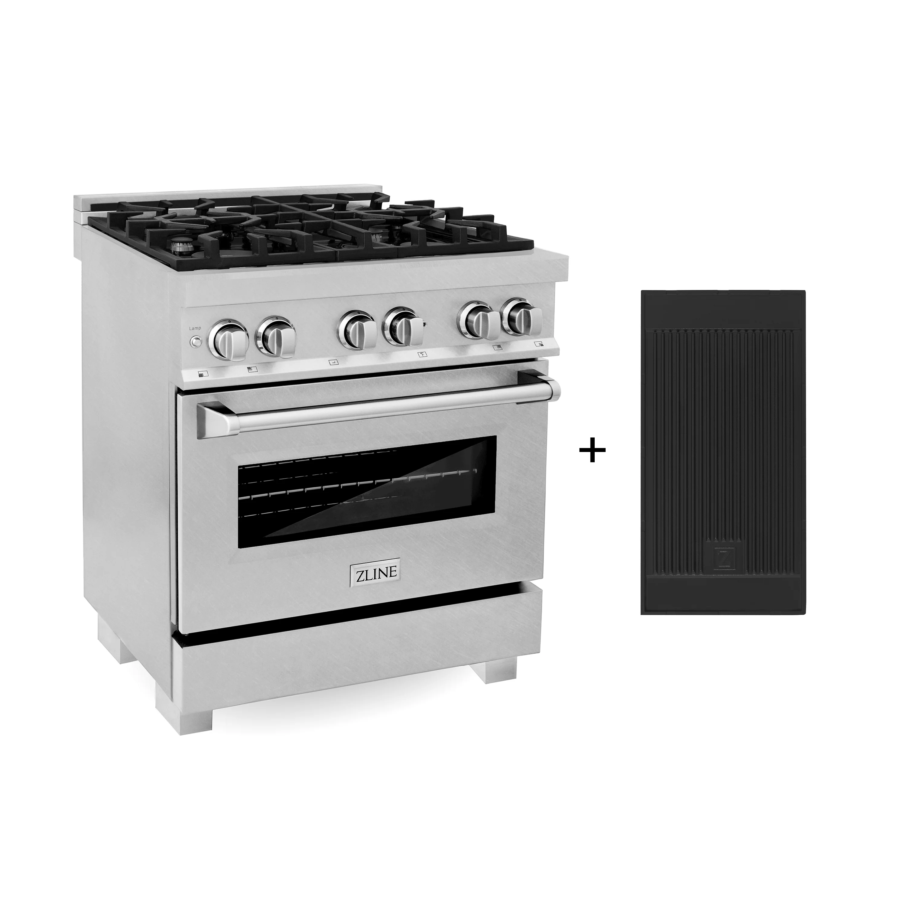 ZLINE 30 in. 4.0 cu. ft. Legacy Dual Fuel Range with Gas Cooktop and Electric Convection Oven in Satin Stainless Steel with 4 Brass Burners and Griddle (RAS-SN-BR-GR-30) - Image 2