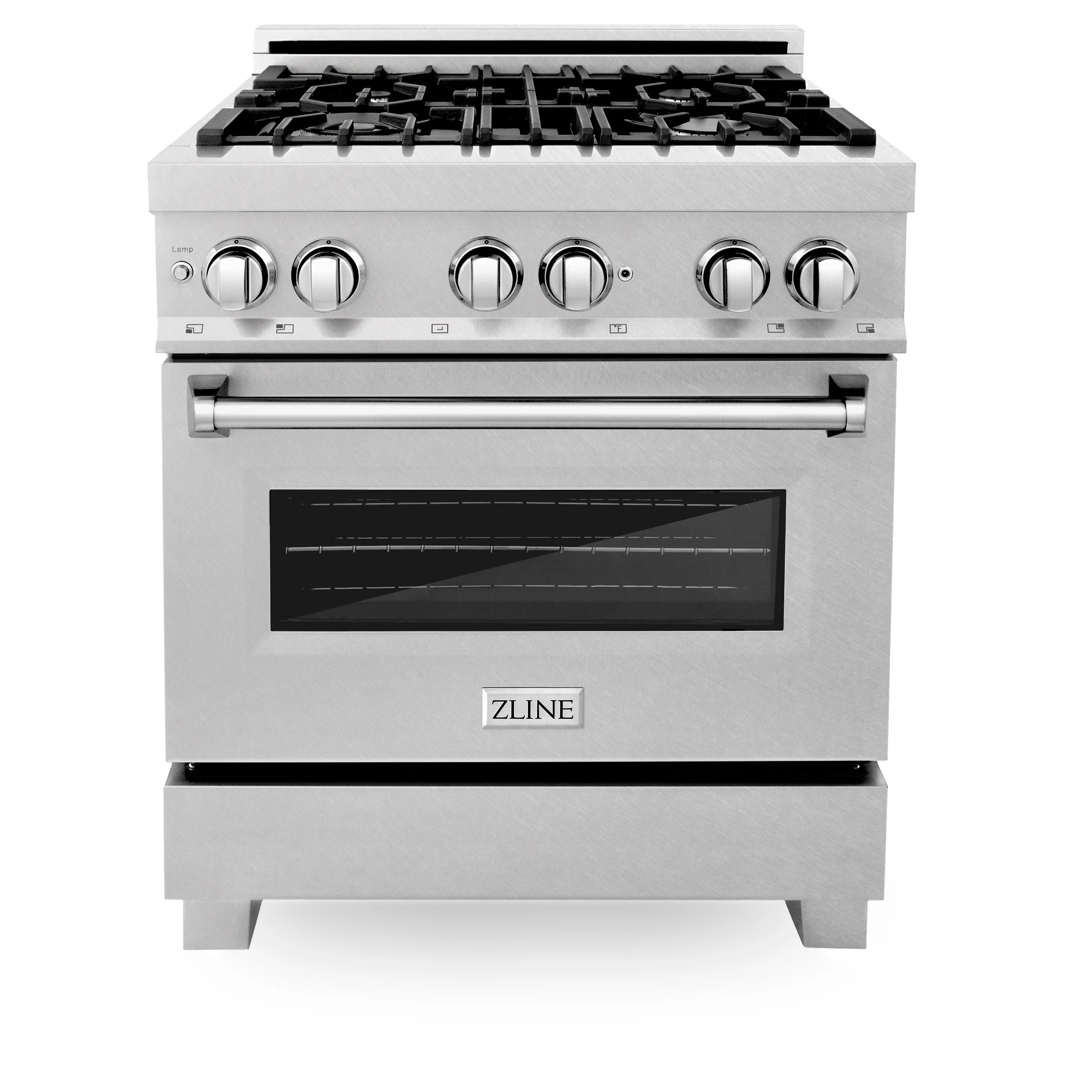 ZLINE 30 in. 4.0 cu. ft. Legacy Dual Fuel Range with 4 Burner Gas Cooktop and Electric Convection Oven in Satin Stainless Steel with Griddle (RAS-SN-GR-30) - Image 2