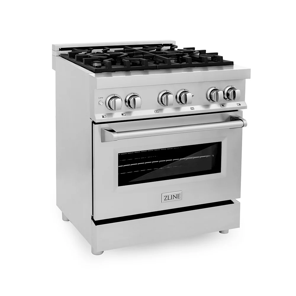 ZLINE 30 in. 4.0 cu. ft. Legacy Dual Fuel Range with 4 Burner Gas Cooktop and Electric Convection Oven in Stainless Steel, Open Box-Great Condition