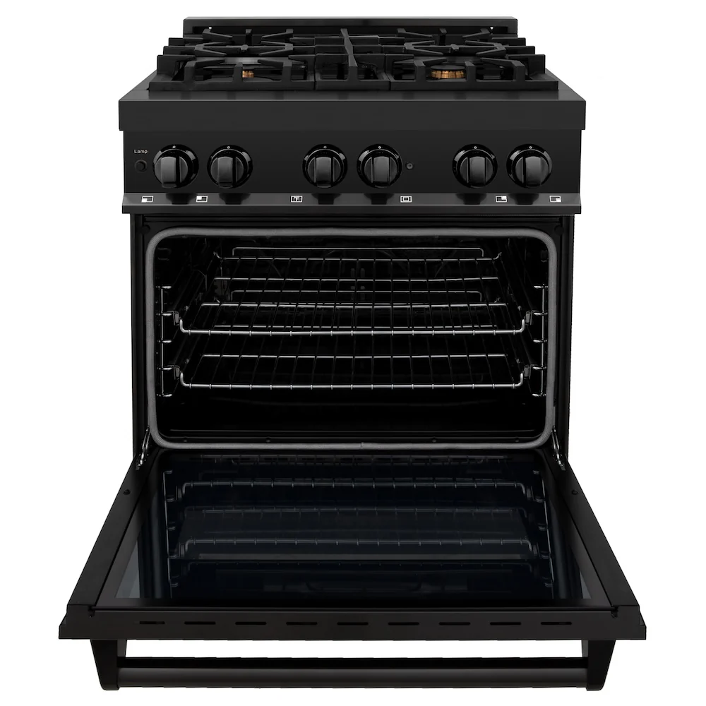 ZLINE 30 in. 4.0 cu. ft. Legacy Dual Fuel Range with Gas Cooktop and Electric Convection Oven in Black Stainless Steel with 4 Brass Burners, Open Box-Great Condition - Image 6