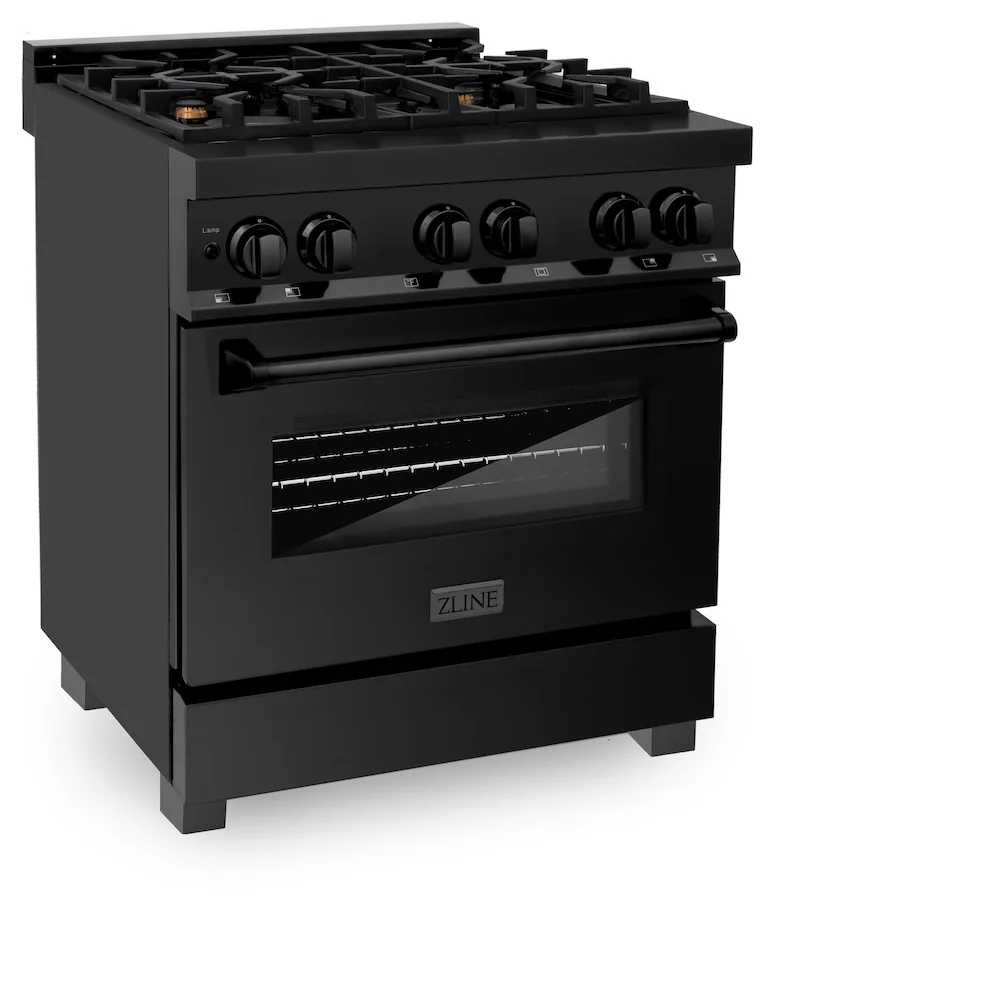 ZLINE 30 in. 4.0 cu. ft. Legacy Dual Fuel Range with Gas Cooktop and Electric Convection Oven in Black Stainless Steel with 4 Brass Burners, Open Box-Great Condition - Image 7