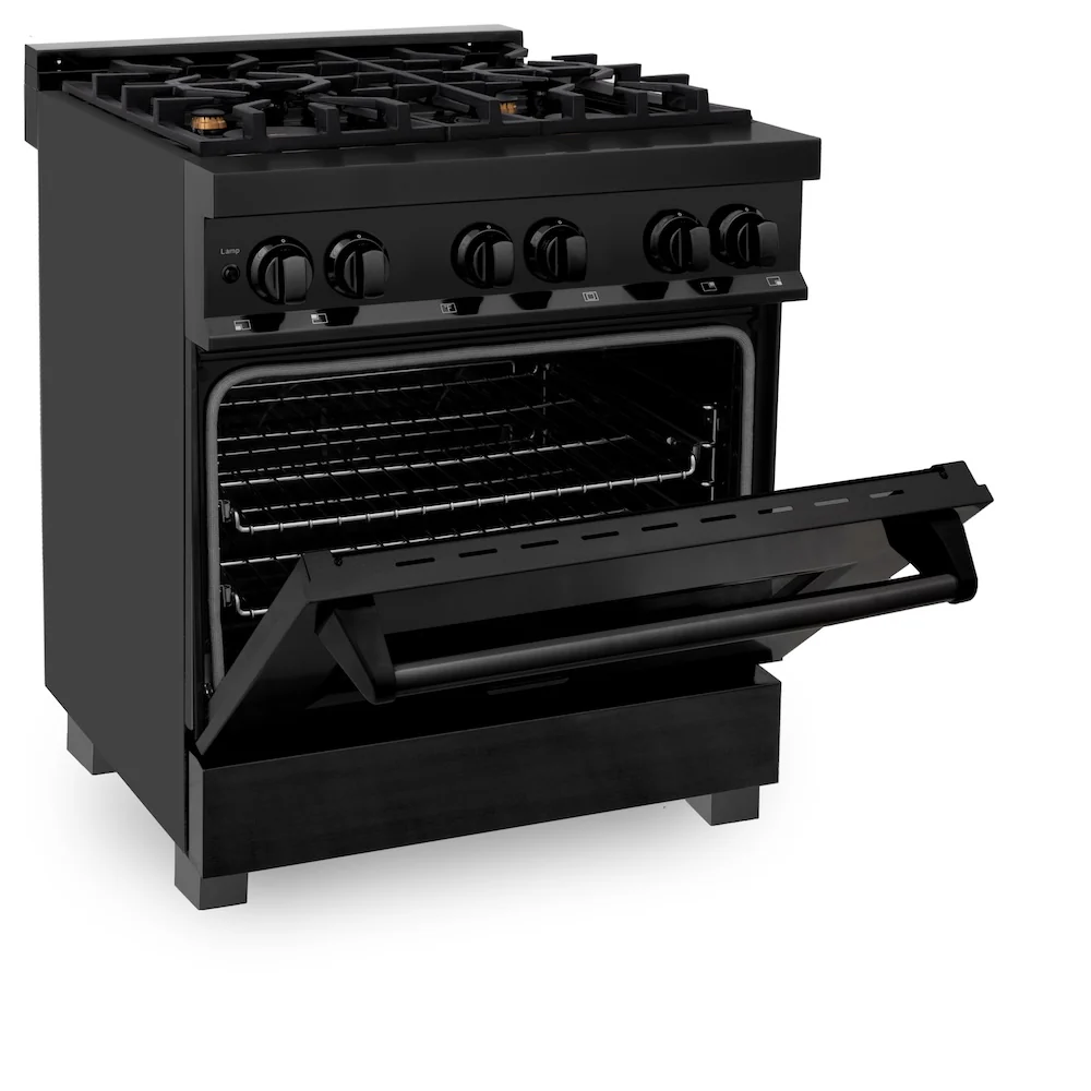 ZLINE 30 in. 4.0 cu. ft. Legacy Dual Fuel Range with Gas Cooktop and Electric Convection Oven in Black Stainless Steel with 4 Brass Burners, Open Box-Great Condition - Image 8