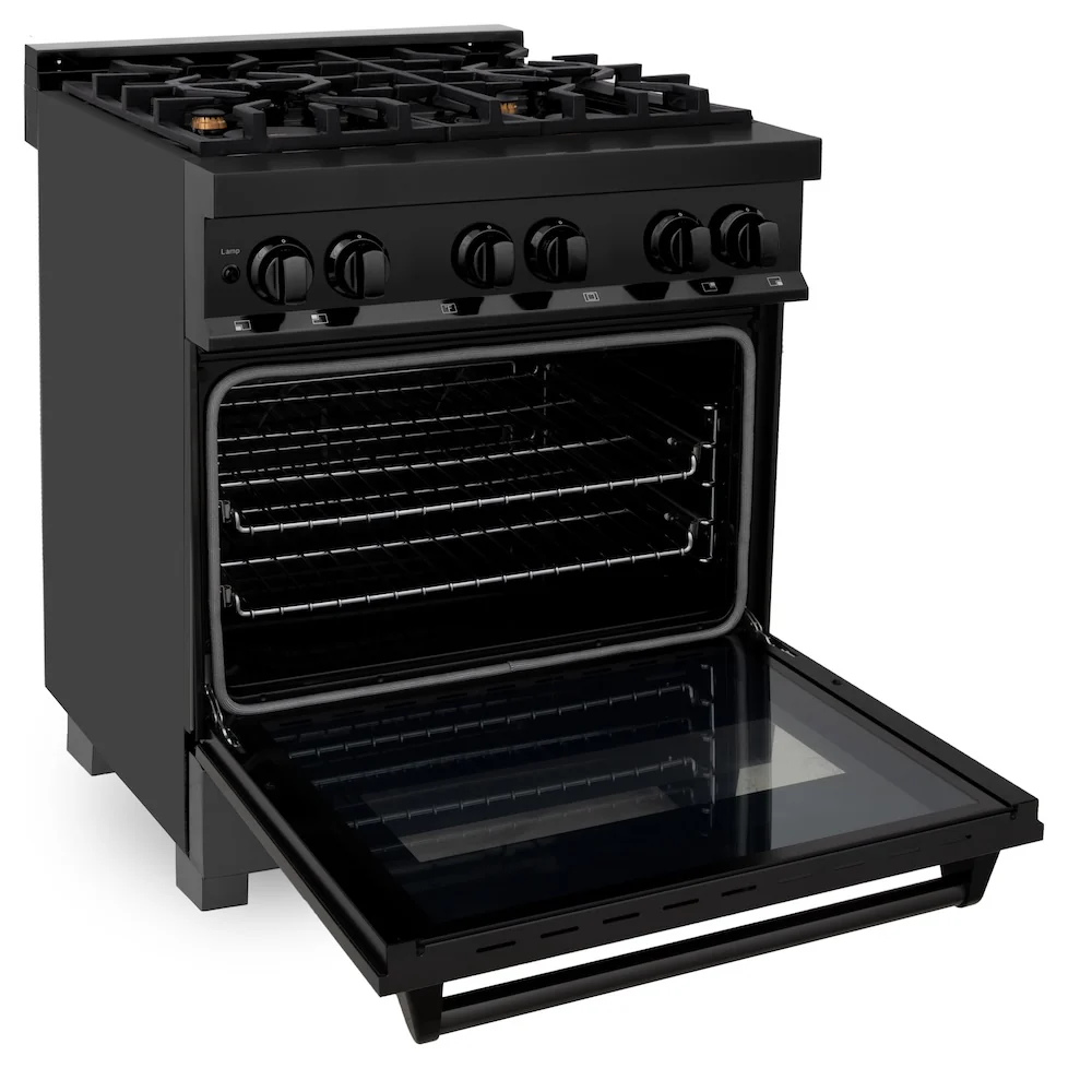 ZLINE 30 in. 4.0 cu. ft. Legacy Dual Fuel Range with Gas Cooktop and Electric Convection Oven in Black Stainless Steel with 4 Brass Burners, Open Box-Great Condition - Image 9
