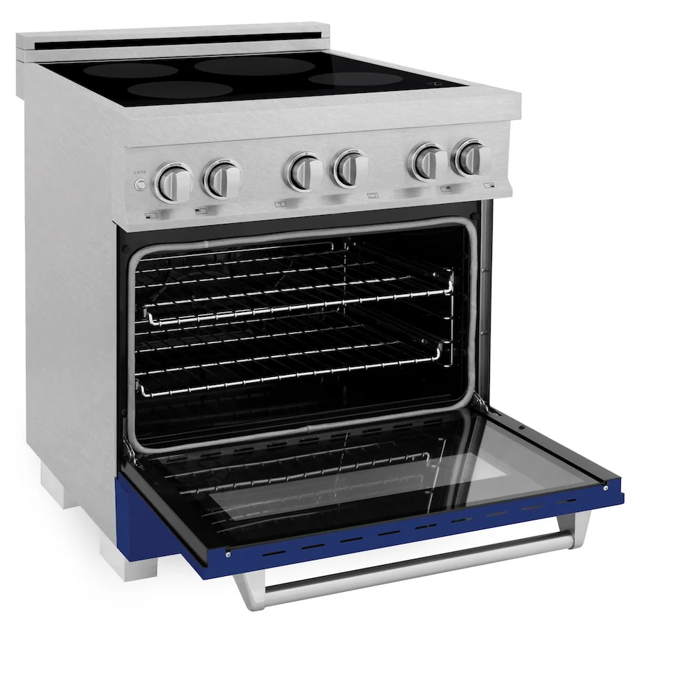 ZLINE 30 in. 4.0 cu. ft. Legacy Induction Range with 4 Element Cooktop and Electric Oven in Satin Stainless Steel and Blue Gloss Door, Open Box-Great Condition - Image 7