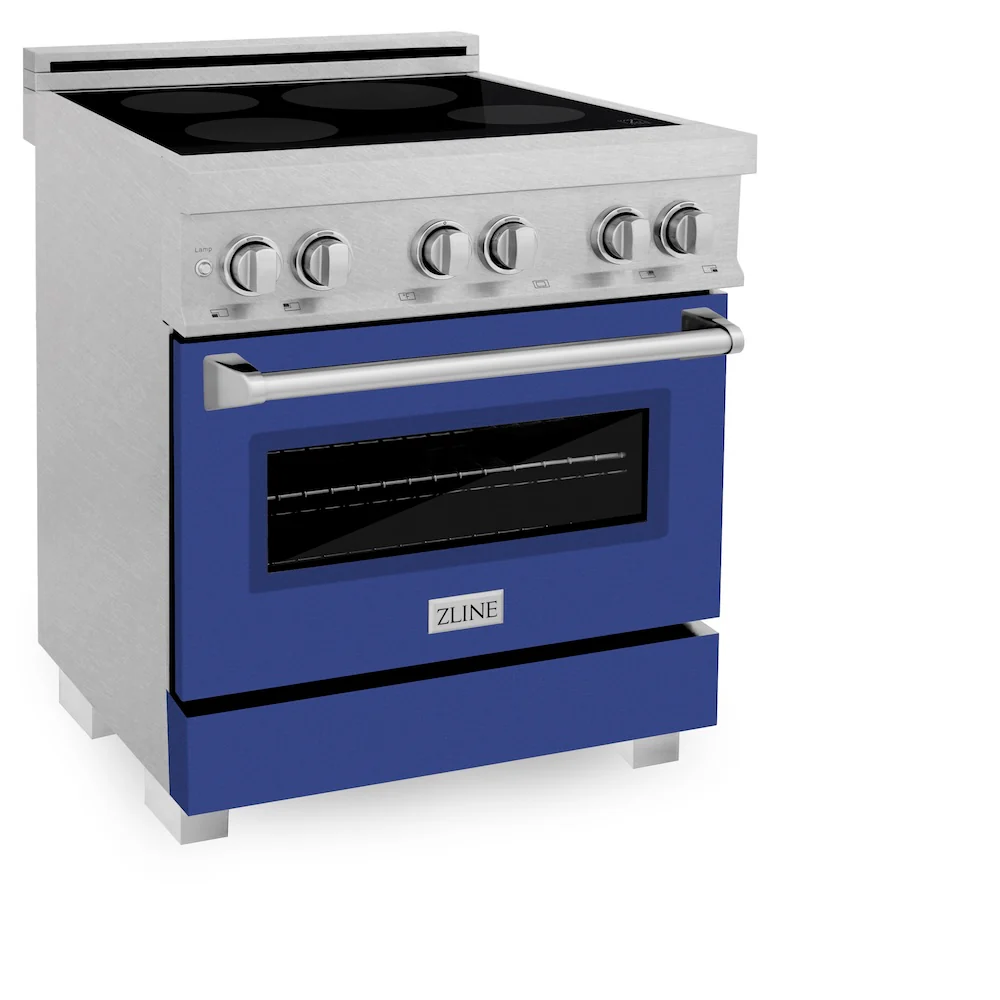 ZLINE 30 in. 4.0 cu. ft. Legacy Induction Range with 4 Element Cooktop and Electric Oven in Satin Stainless Steel and Blue Matte Door, Open Box-Great Condition - Image 6