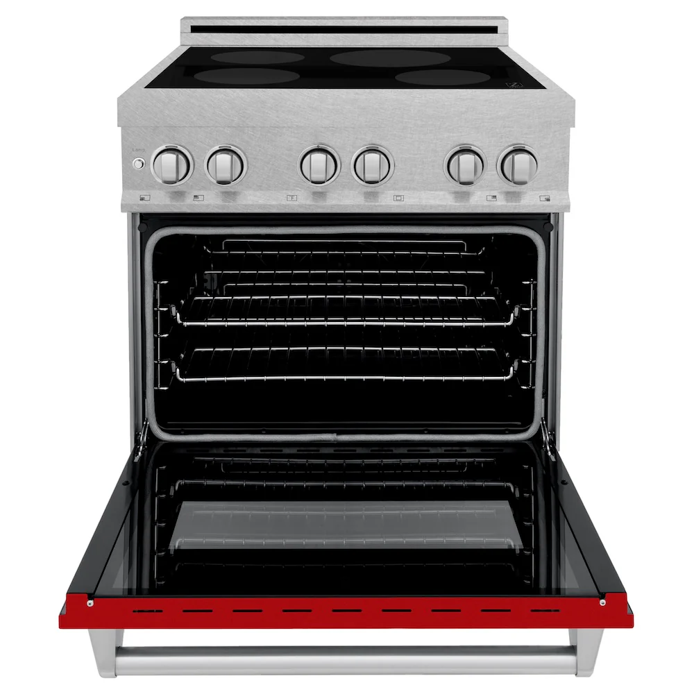 ZLINE 30 in. 4.0 cu. ft. Legacy Induction Range with 4 Element Cooktop and Electric Oven in Satin Stainless Steel and Red Gloss Door, Open Box-Great Condition - Image 7