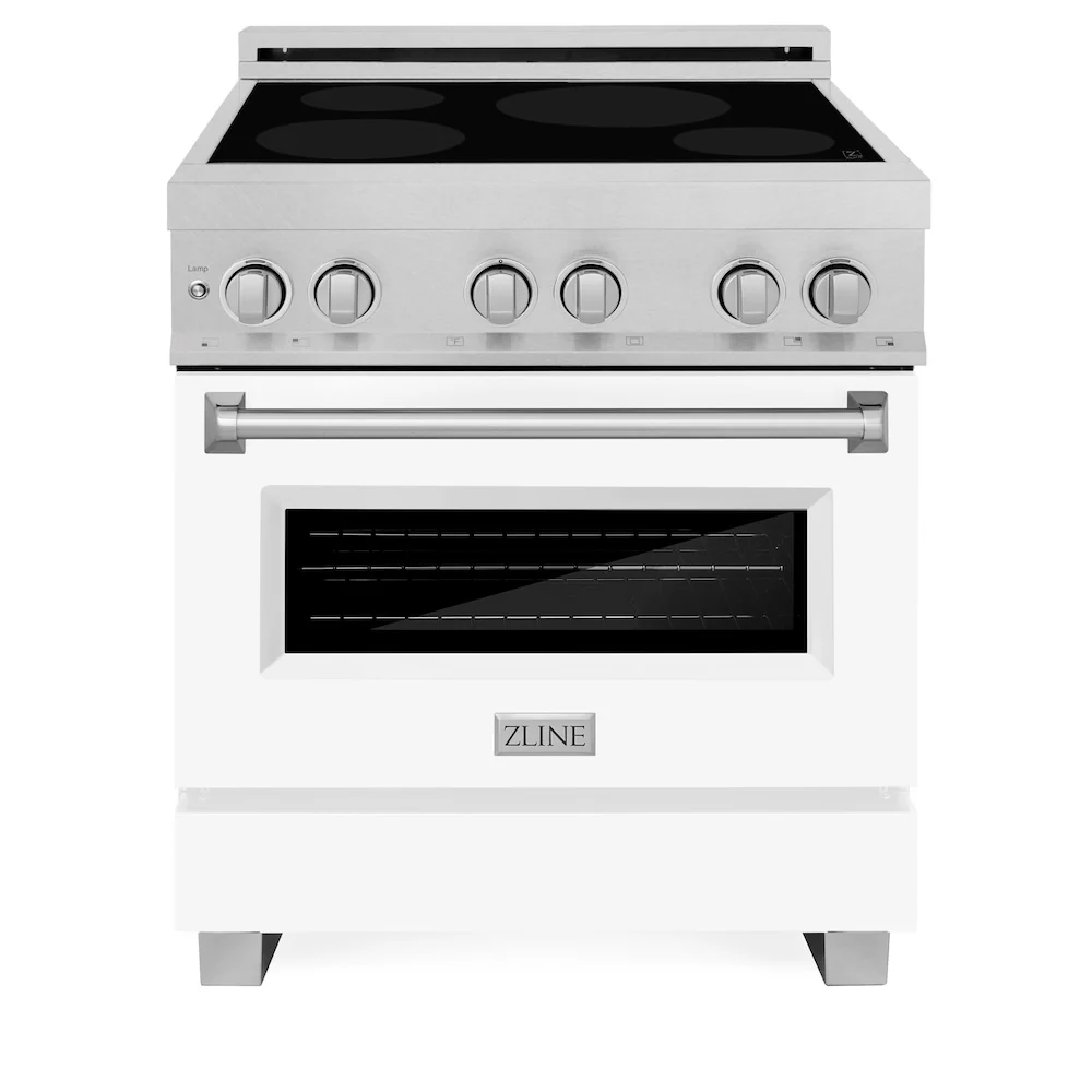 ZLINE 30 in. 4.0 cu. ft. Legacy Induction Range with 4 Element Cooktop and Electric Oven in Satin Stainless Steel and White Matte Door, Open Box-Great Condition - Image 4
