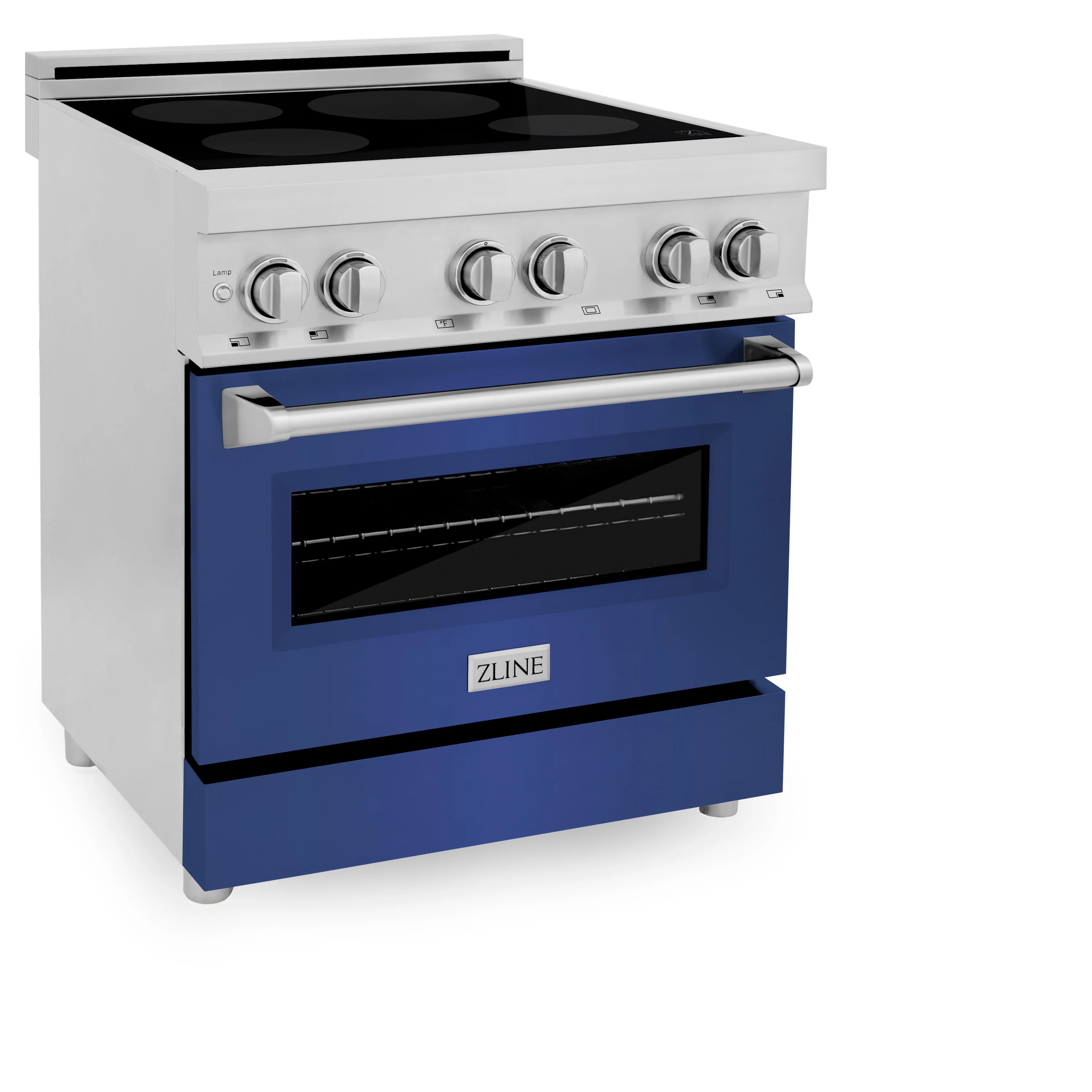 ZLINE 30 in. 4.0 cu. ft. Legacy Induction Range with 4 Element Cooktop and Electric Oven in Stainless Steel and Blue Matte Door, Open Box-Great Condition