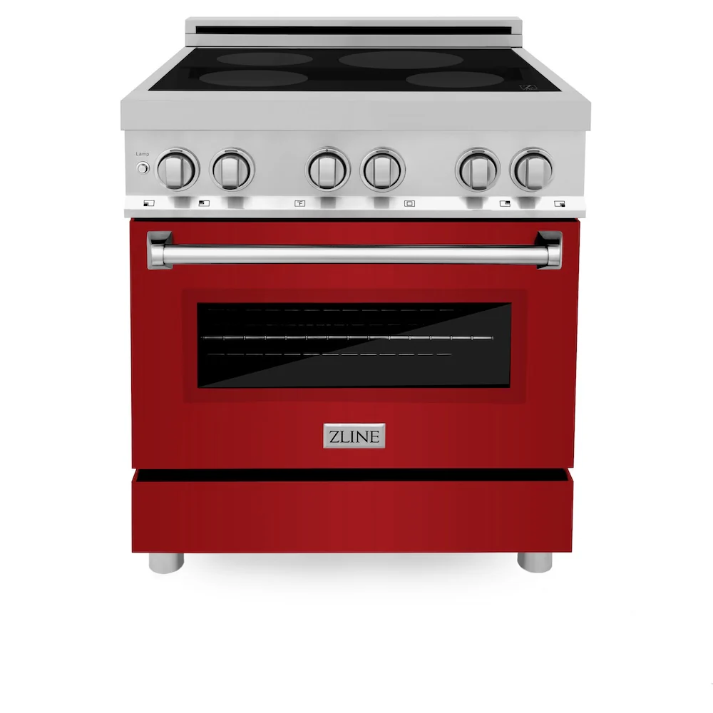 ZLINE 30 in. 4.0 cu. ft. Legacy Induction Range with 4 Element Cooktop and Electric Oven in Stainless Steel and Red Gloss Door, Open Box-Great Condition - Image 3