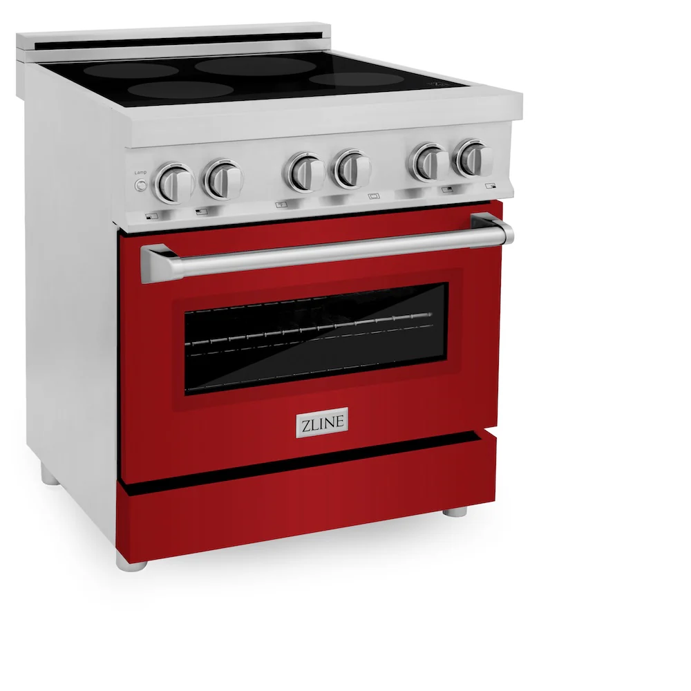 ZLINE 30 in. 4.0 cu. ft. Legacy Induction Range with 4 Element Cooktop and Electric Oven in Stainless Steel and Red Gloss Door, Open Box-Great Condition - Image 4