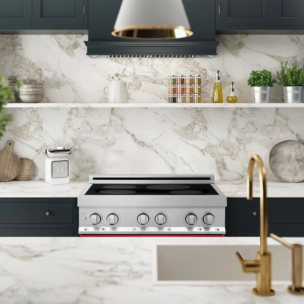 ZLINE 30 in. 4.0 cu. ft. Legacy Induction Range with 4 Element Cooktop and Electric Oven in Stainless Steel and Red Matte Door, Open Box-Great Condition - Image 2