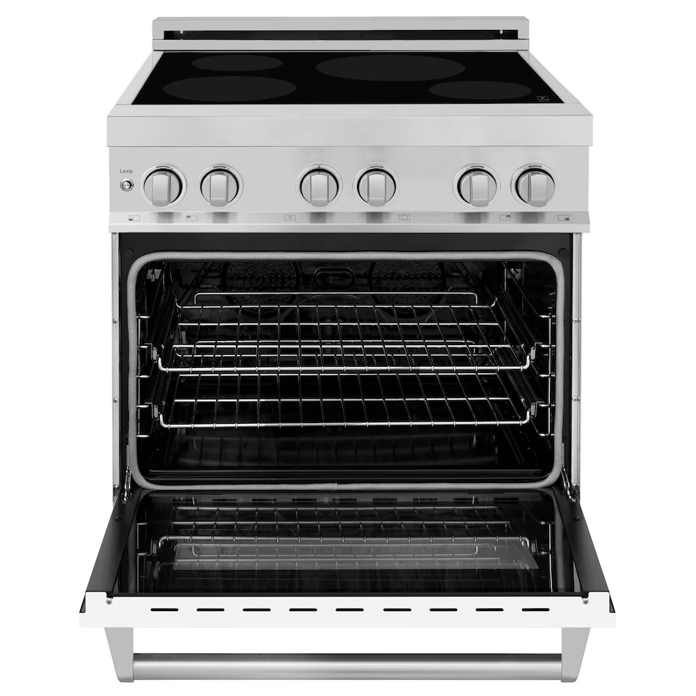 ZLINE 30 in. 4.0 cu. ft. Legacy Induction Range with 4 Element Cooktop and Electric Oven in Stainless Steel and White Matte Door, Open Box-Great Condition - Image 5
