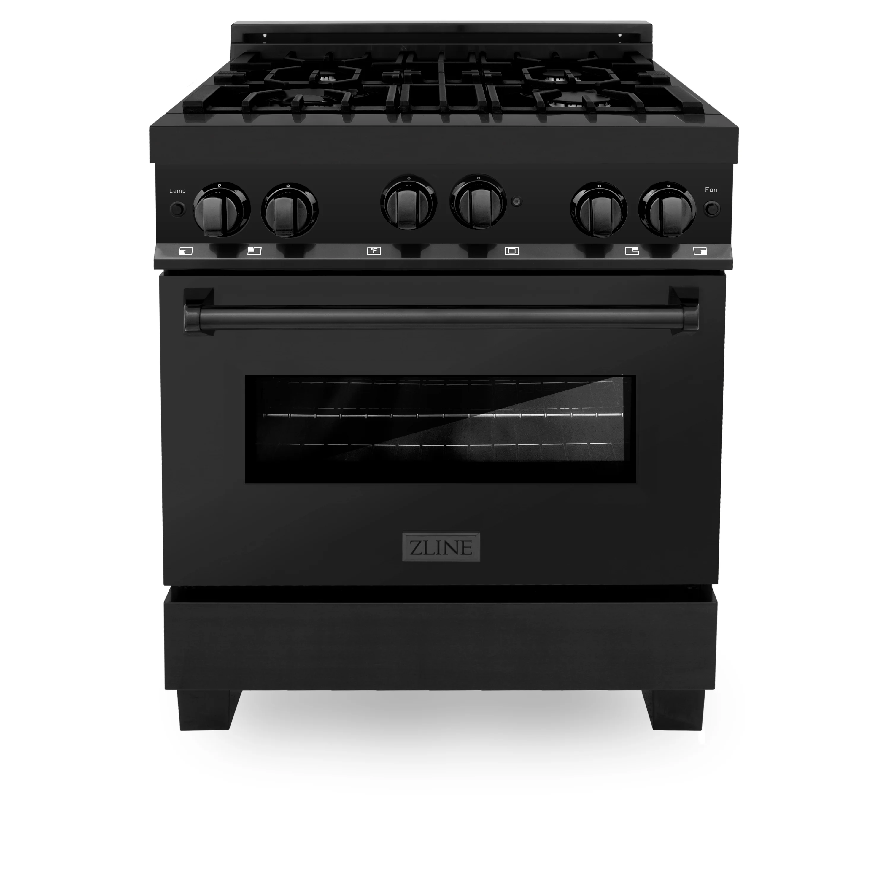 ZLINE 30 in. 4.0 cu. ft. Range with Natural Gas Stove and Natural Gas Oven in Black Stainless Steel (RGB-30) - Image 3