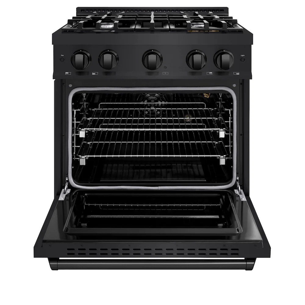 ZLINE 30 in. 4.2 cu. ft. Classic Gas Range with 4 Burner Cooktop and Convection Gas Oven in Black Stainless Steel, Open Box-Great Condition - Image 5