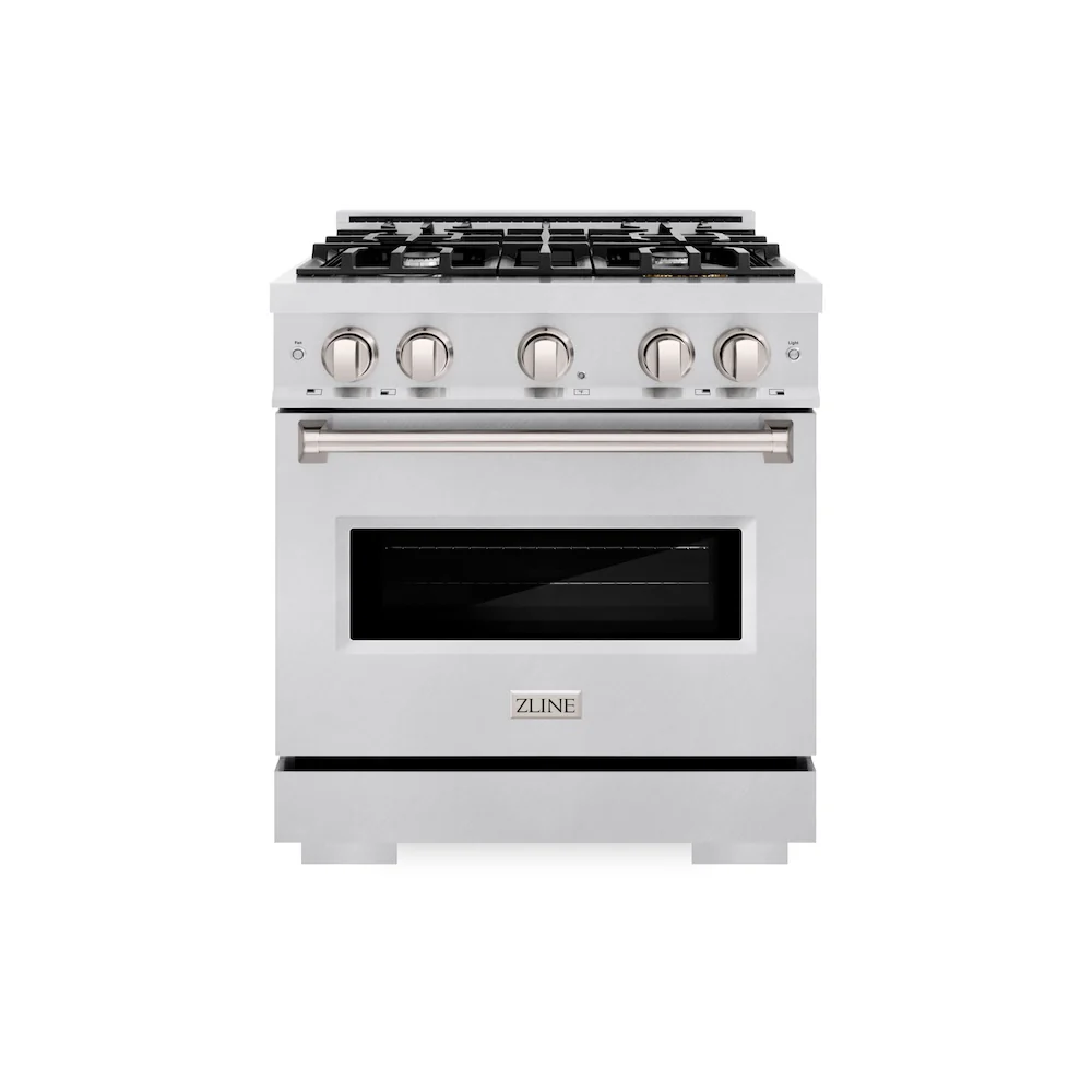 ZLINE 30 in. 4.2 cu. ft. Classic Gas Range with 4 Burner Cooktop and Convection Gas Oven in Satin Stainless Steel, Open Box-Great Condition - Image 3