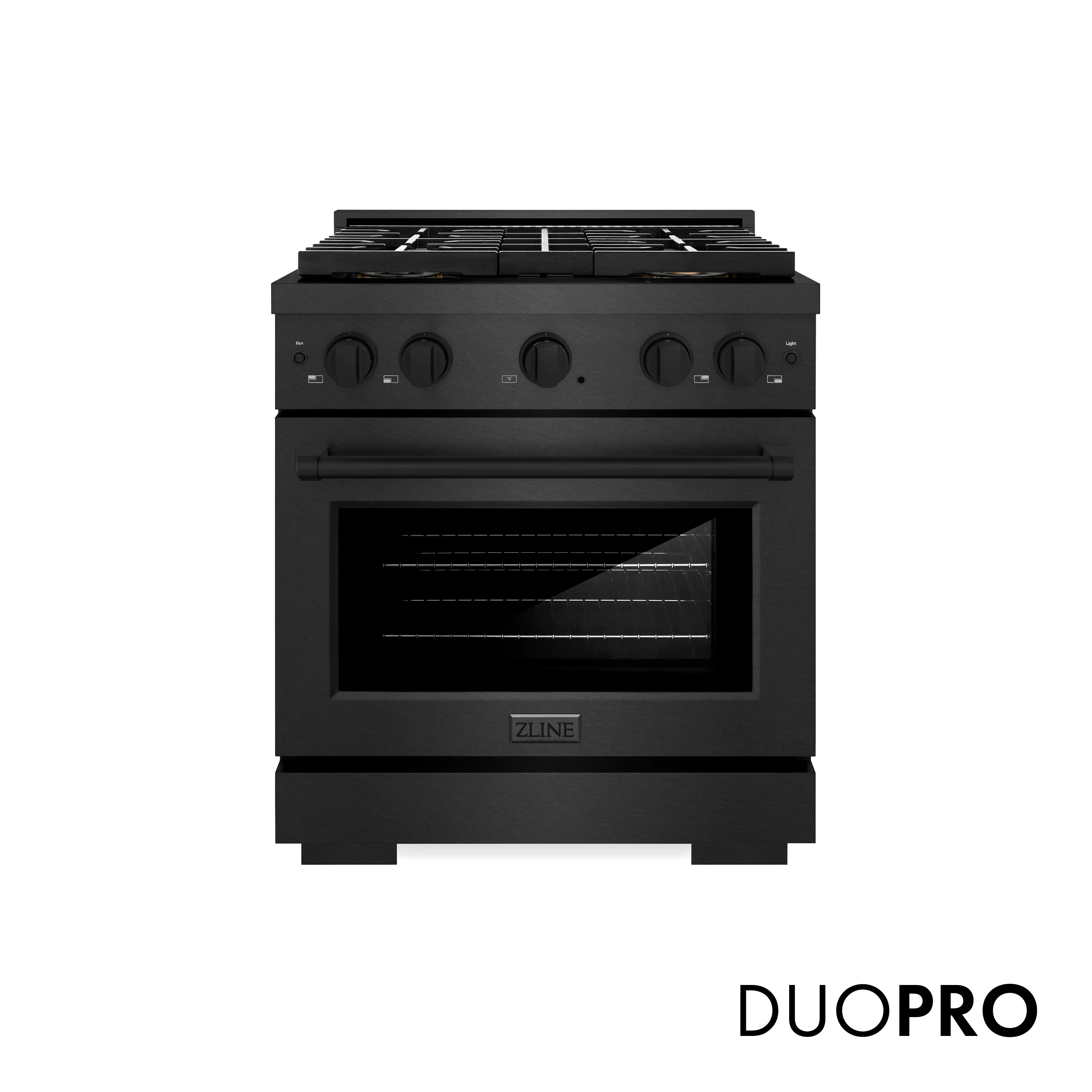 ZLINE 30 in. 4.2 cu. ft. Paramount Dual Fuel Range with 4 Burner DuoPro™ Cooktop and Electric Convection Oven in Black Satin Stainless Steel, Open Box-Great Condition