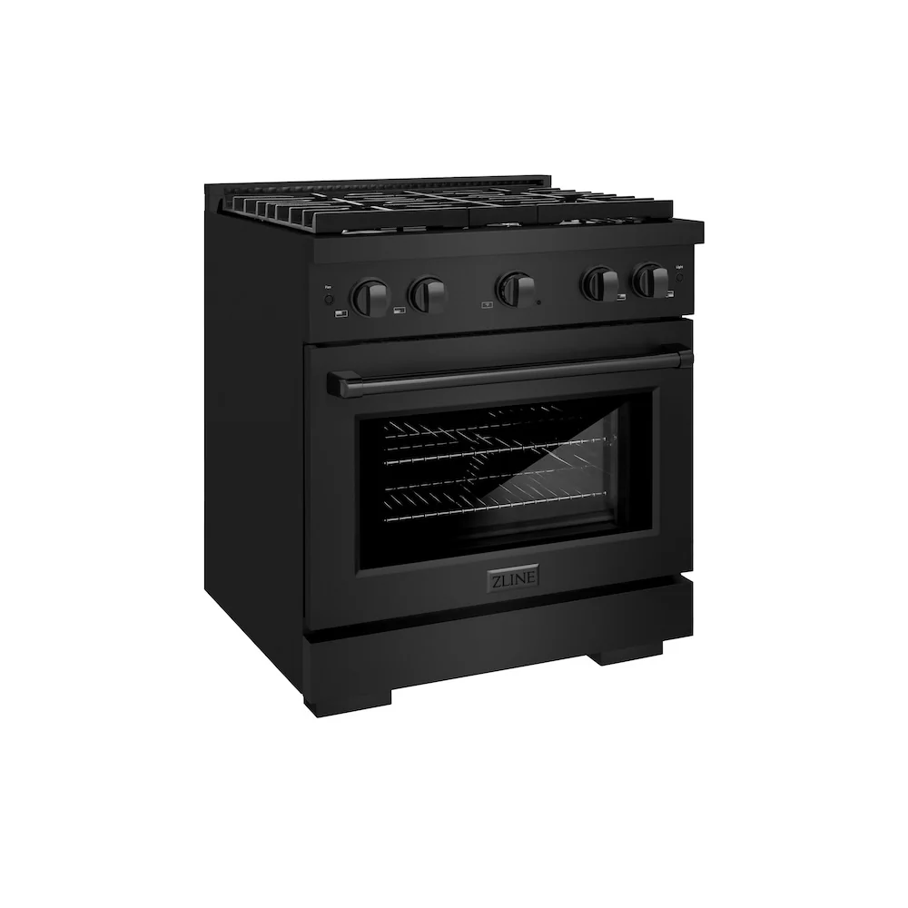 ZLINE 30 in. 4.2 cu. ft. Paramount Dual Fuel Range with 4 Burner Gas Cooktop and Electric Convection Oven in Black Stainless Steel, Open Box-Great Condition