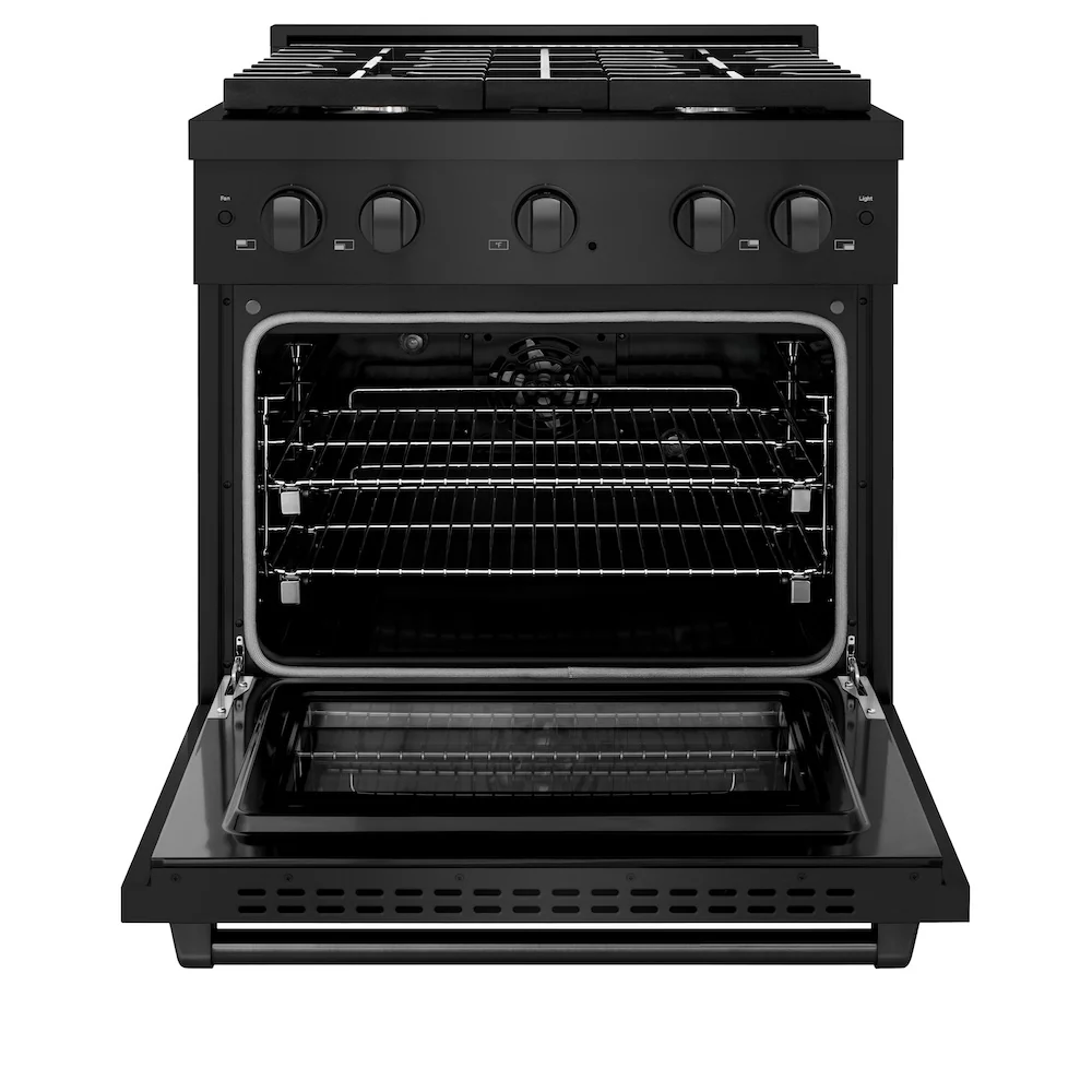 ZLINE 30 in. 4.2 cu. ft. Paramount Dual Fuel Range with 4 Burner Gas Cooktop and Electric Convection Oven in Black Stainless Steel, Open Box-Great Condition - Image 4