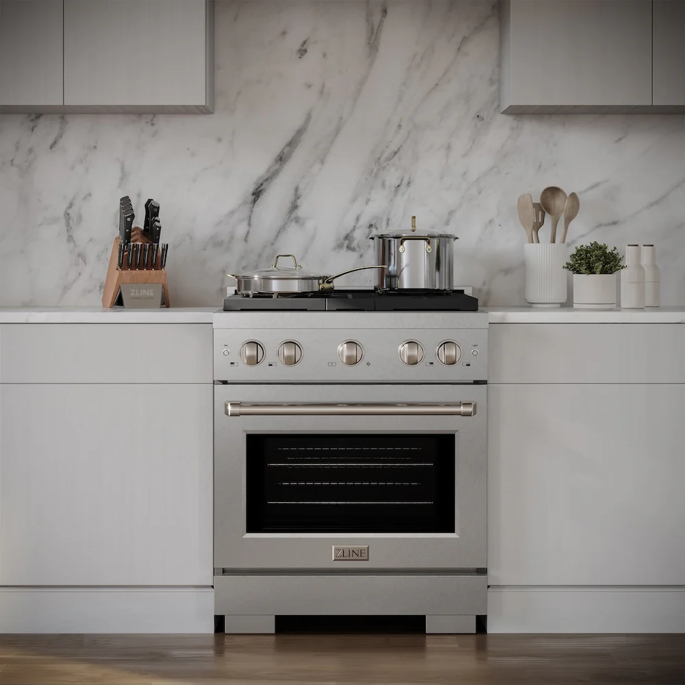 ZLINE 30 in. 4.2 cu. ft. Paramount Dual Fuel Range with 4 Burner Gas Cooktop and Electric Convection Oven in Satin Stainless Steel, Open Box-Great Condition - Image 3