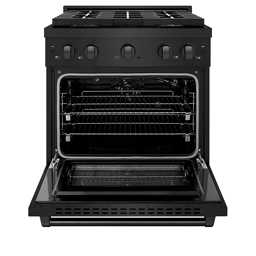 ZLINE 30 in. 4.2 cu. ft. Paramount Gas Range with 4 Burner DuoPro™ Cooktop and Convection Gas Oven in Black Stainless Steel, Open Box-Great Condition - Image 4