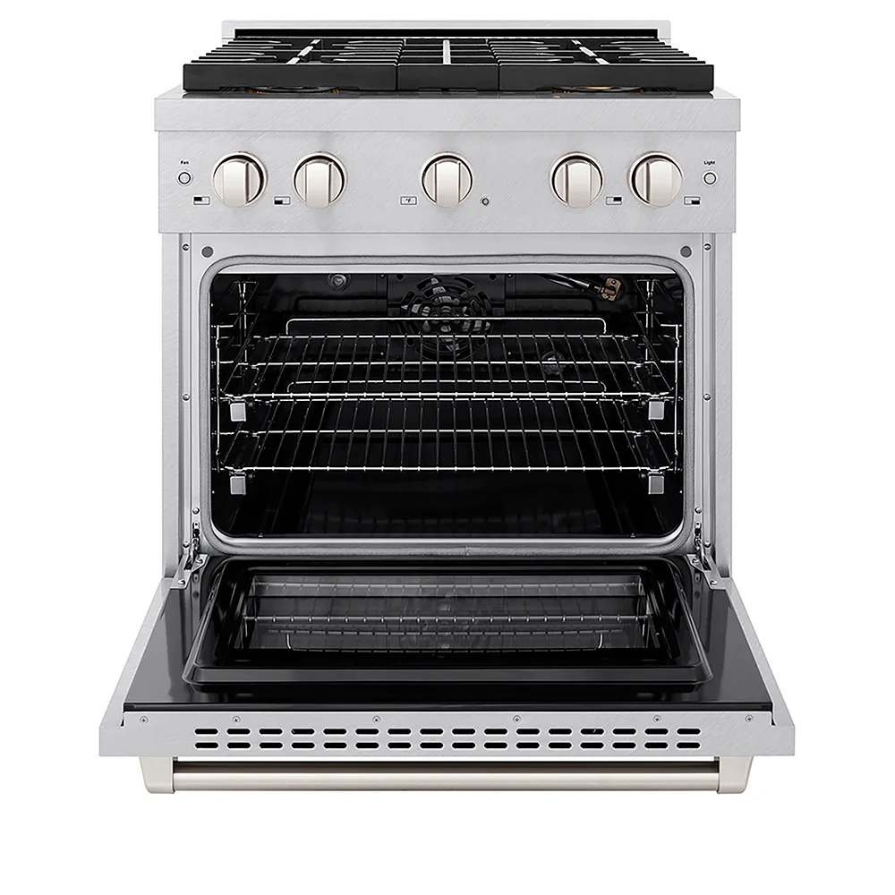 ZLINE 30 in. 4.2 cu. ft. Paramount Gas Range with 4 Burner DuoPro™ Cooktop and Convection Gas Oven in Satin Stainless Steel, Open Box-Great Condition - Image 4