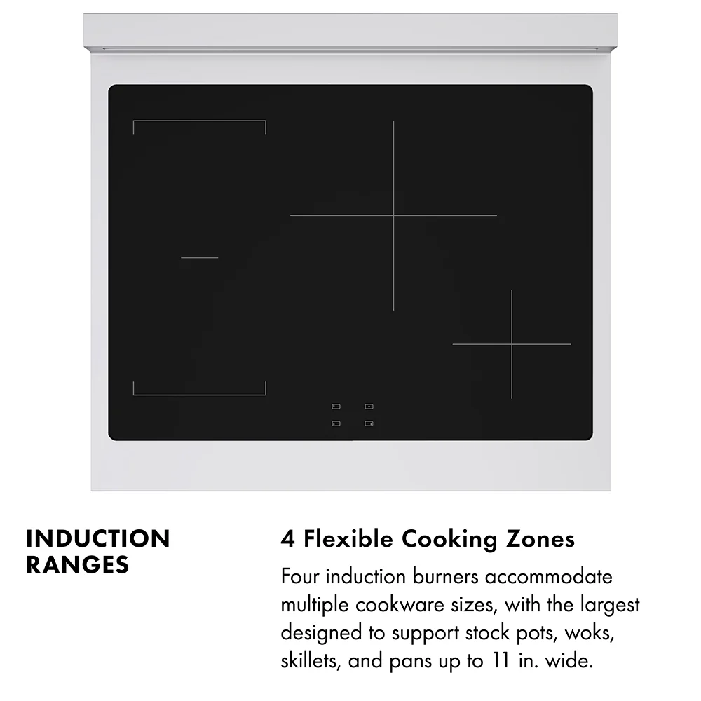ZLINE 30 in. 4.2 cu. ft. Paramount Induction Range with 4 Element Cooktop and Electric Convection Oven in Stainless Steel with White Matte Door (SINR-WM-30) - Image 12