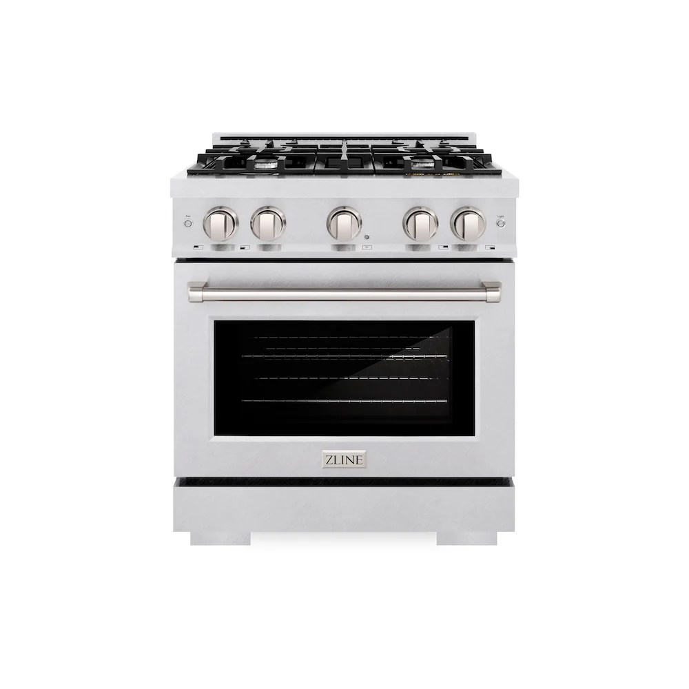 ZLINE 30 in. 4.2 cu. ft. Select Dual Fuel Range with 4 Burner Gas Cooktop and Electric Convection Oven in Satin Stainless Steel, Open Box-Great Condition - Image 3