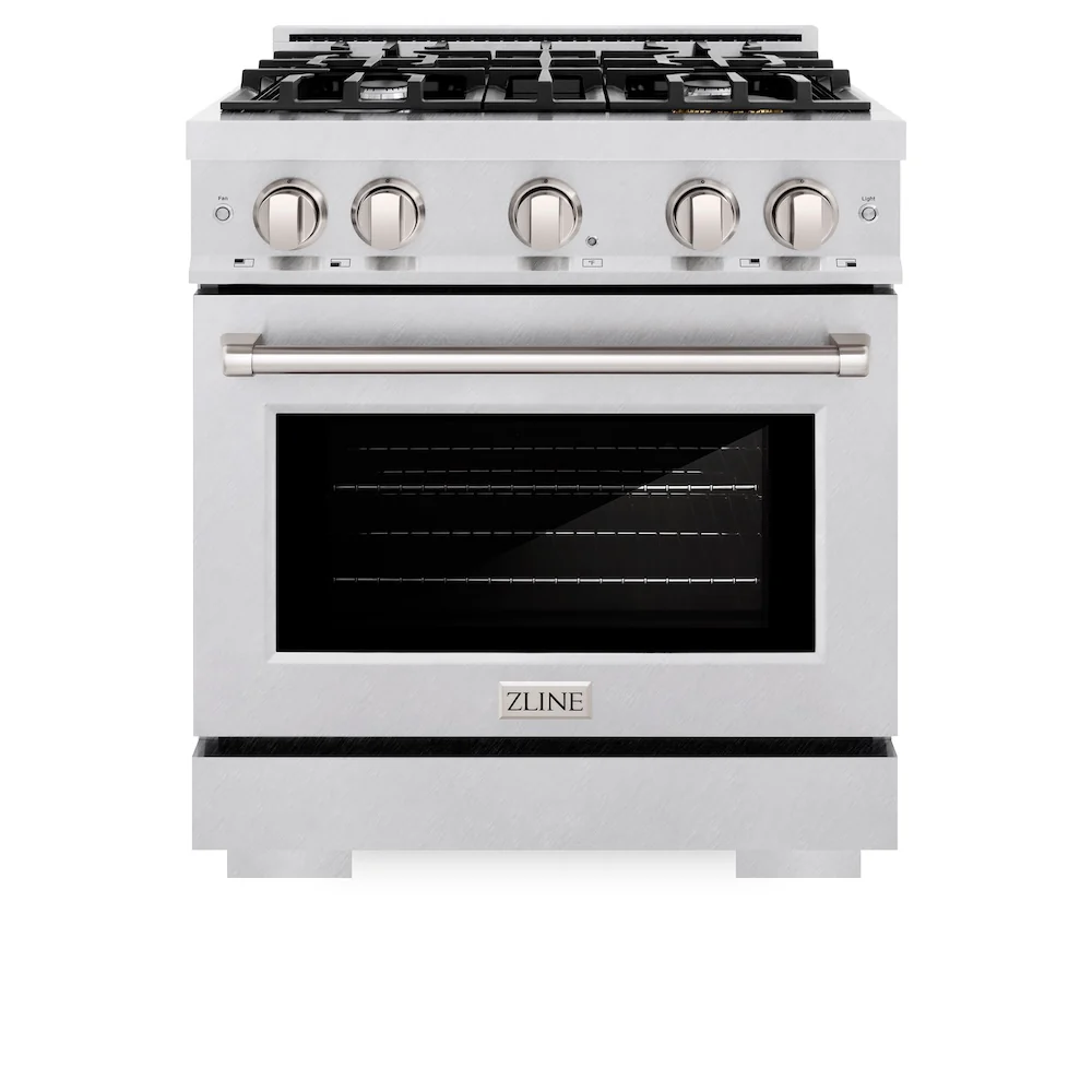 ZLINE 30 in. 4.2 cu. ft. Select Dual Fuel Range with 4 Burner Gas Cooktop and Electric Convection Oven in Satin Stainless Steel, Open Box-Great Condition - Image 4