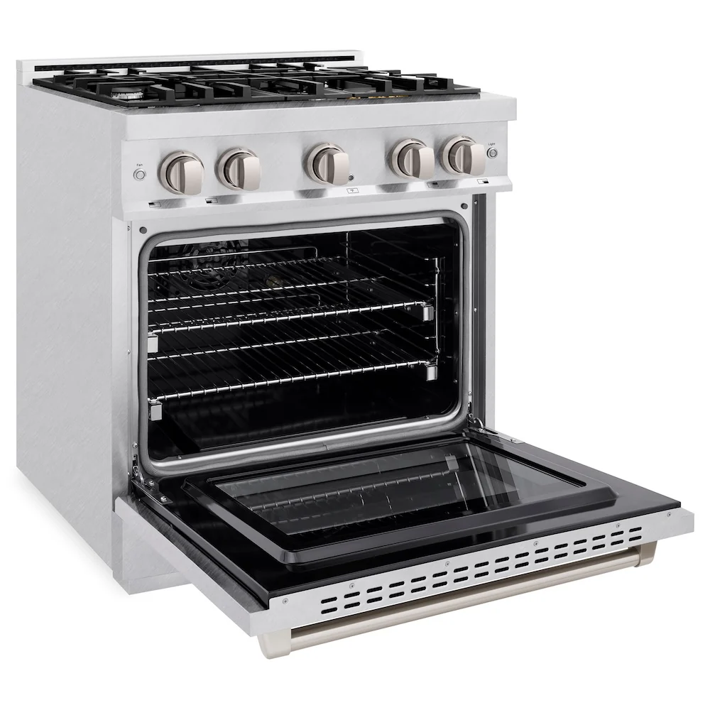 ZLINE 30 in. 4.2 cu. ft. Select Dual Fuel Range with 4 Burner Gas Cooktop and Electric Convection Oven in Satin Stainless Steel, Open Box-Great Condition - Image 7