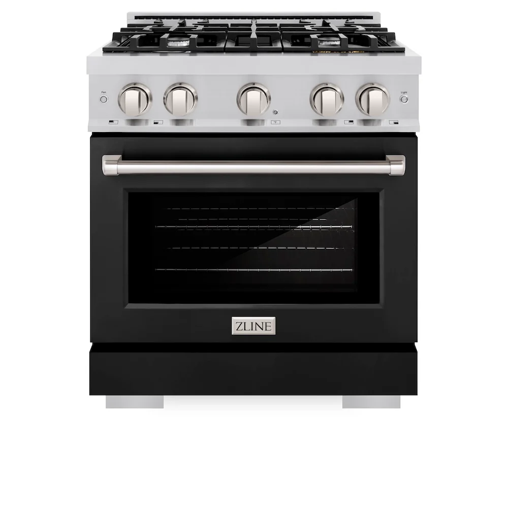 ZLINE 30 in. 4.2 cu. ft. Select Dual Fuel Range with 4 Burner Gas Cooktop and Electric Convection Oven in Stainless Steel with Black Matte Door, Open Box-Great Condition - Image 3