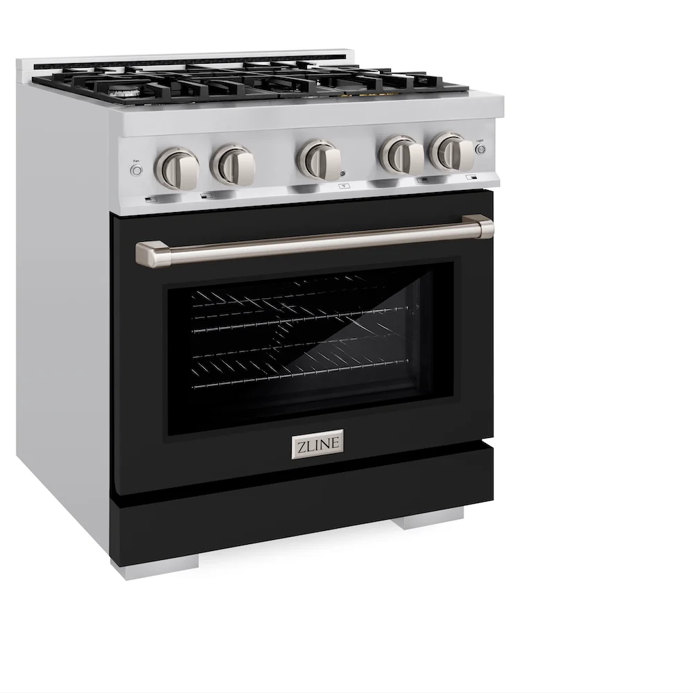 ZLINE 30 in. 4.2 cu. ft. Select Dual Fuel Range with 4 Burner Gas Cooktop and Electric Convection Oven in Stainless Steel with Black Matte Door, Open Box-Great Condition - Image 5