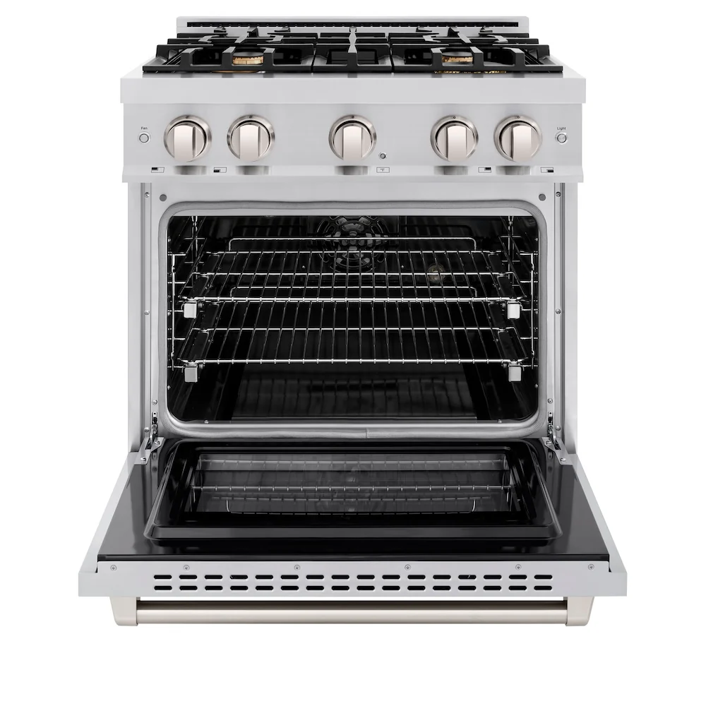 ZLINE 30 in. 4.2 cu. ft. Select Dual Fuel Range with Gas Cooktop and Electric Convection Oven in Stainless Steel with 4 Brass Burners, Open Box-Great Condition - Image 5