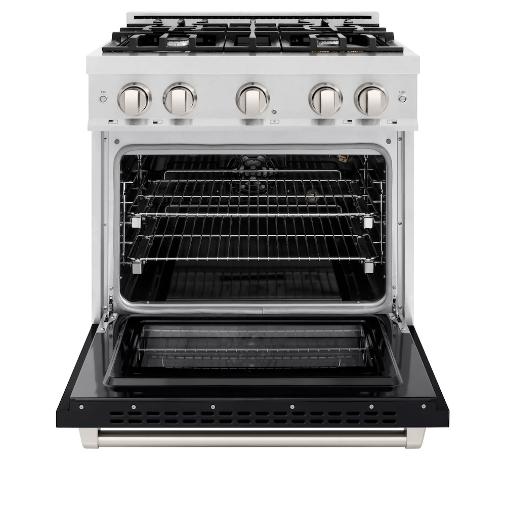 ZLINE 30 in. 4.2 cu. ft. Select Gas Range with 4 Burner Cooktop and Convection Gas Oven in Satin Stainless Steel with Black Matte Door, Open Box-Great Condition - Image 5