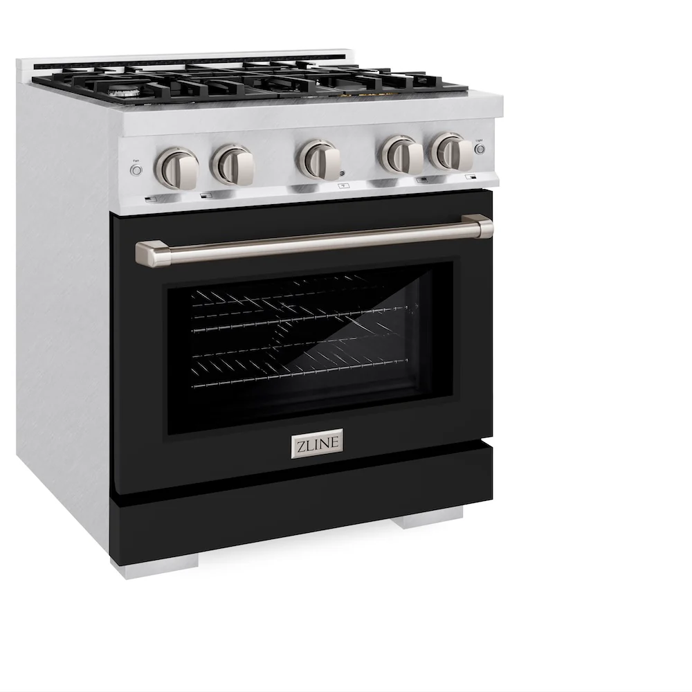 ZLINE 30 in. 4.2 cu. ft. Select Gas Range with 4 Burner Cooktop and Convection Gas Oven in Satin Stainless Steel with Black Matte Door, Open Box-Great Condition - Image 6