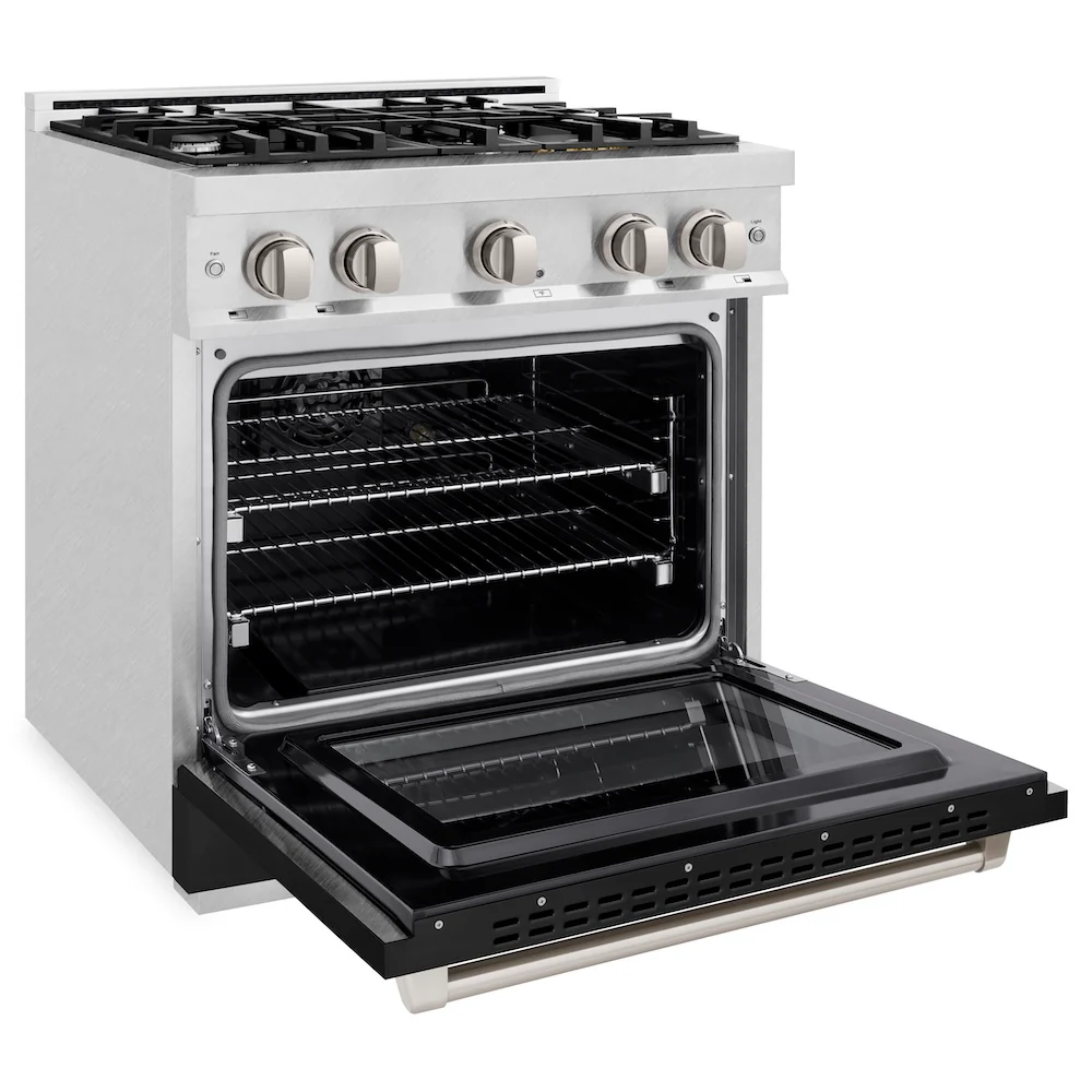 ZLINE 30 in. 4.2 cu. ft. Select Gas Range with 4 Burner Cooktop and Convection Gas Oven in Satin Stainless Steel with Black Matte Door, Open Box-Great Condition - Image 7