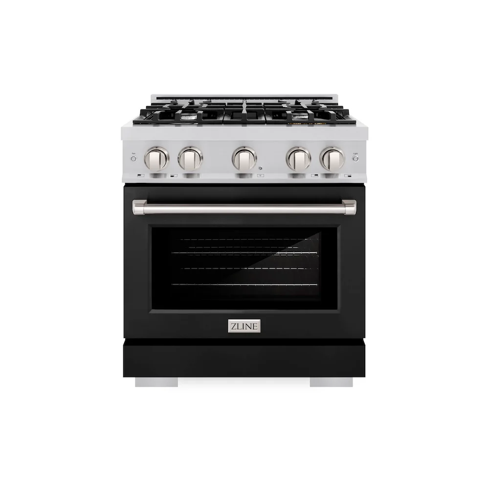 ZLINE 30 in. 4.2 cu. ft. Select Gas Range with 4 Burner Cooktop and Convection Gas Oven in Stainless Steel with Black Matte Door, Open Box-Great Condition - Image 3