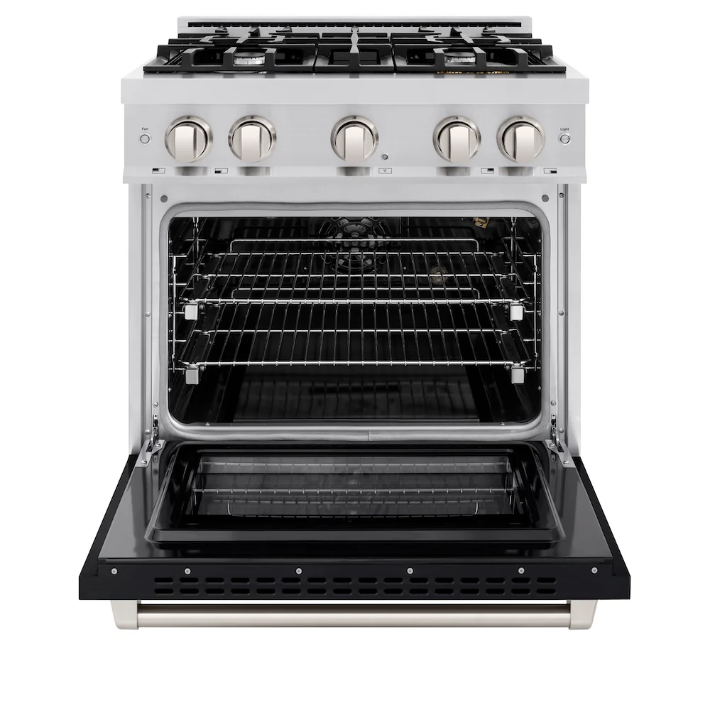 ZLINE 30 in. 4.2 cu. ft. Select Gas Range with 4 Burner Cooktop and Convection Gas Oven in Stainless Steel with Black Matte Door, Open Box-Great Condition - Image 5