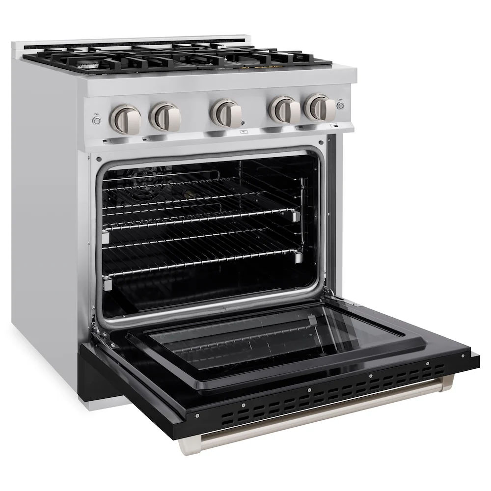 ZLINE 30 in. 4.2 cu. ft. Select Gas Range with 4 Burner Cooktop and Convection Gas Oven in Stainless Steel with Black Matte Door, Open Box-Great Condition - Image 7
