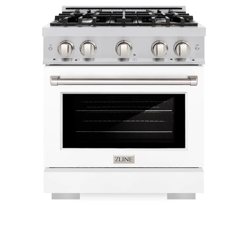 ZLINE 30 in. 4.2 cu. ft. Select Gas Range with 4 Burner Cooktop and Convection Gas Oven in Stainless Steel with White Matte Door, Open Box-Great Condition - Image 4