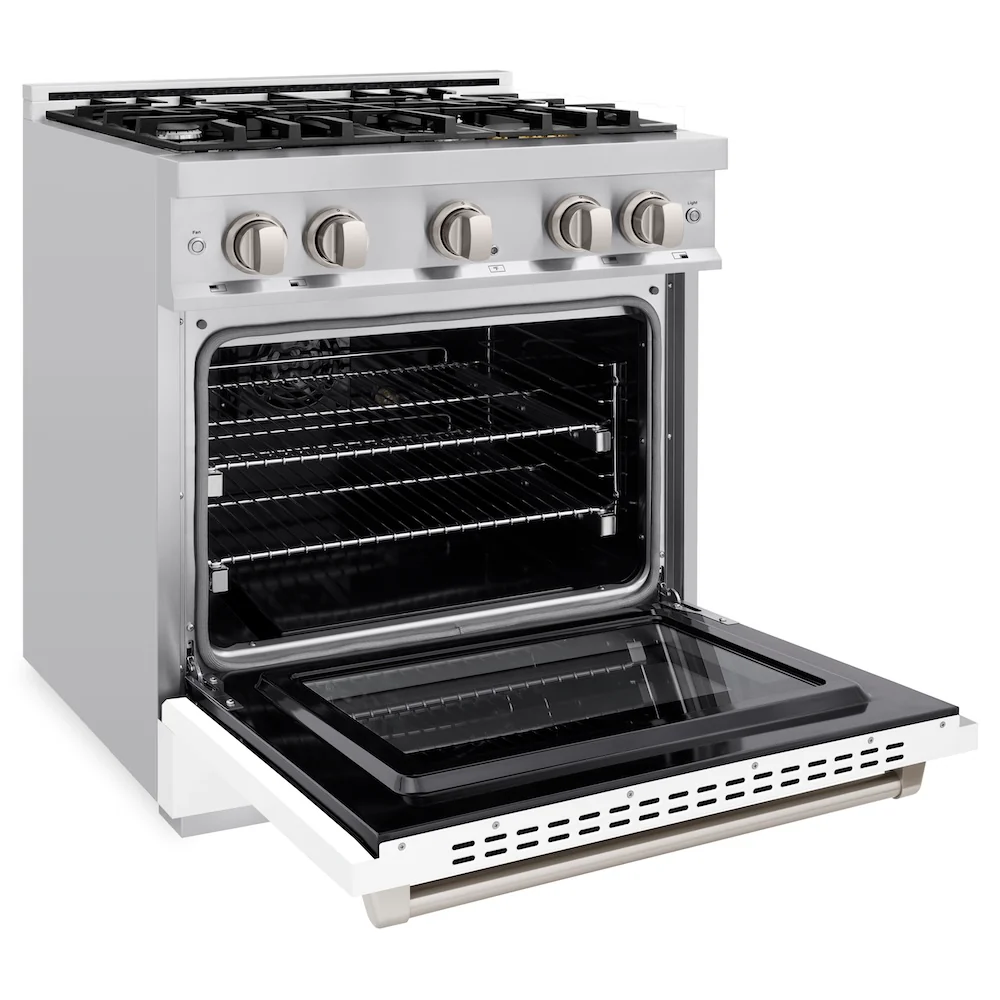 ZLINE 30 in. 4.2 cu. ft. Select Gas Range with 4 Burner Cooktop and Convection Gas Oven in Stainless Steel with White Matte Door, Open Box-Great Condition - Image 7