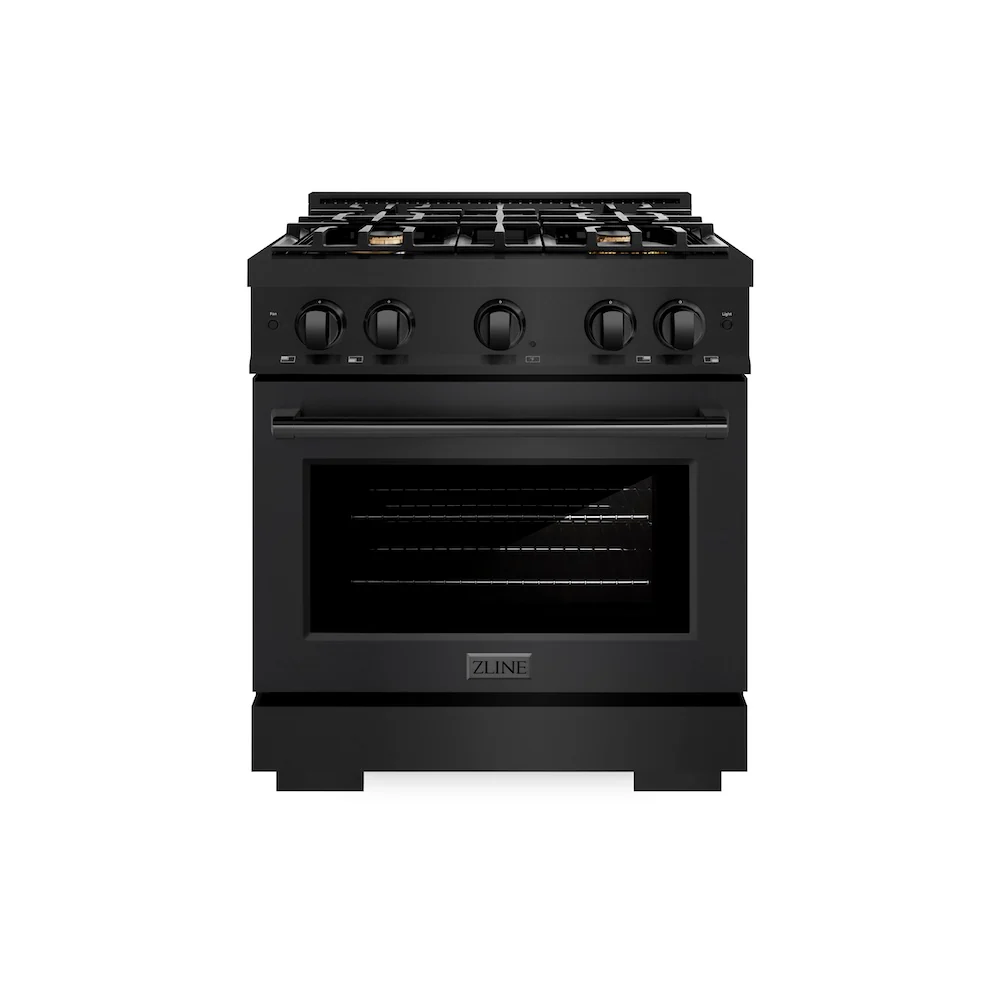 ZLINE 30 in. 4.2 cu. ft. Select Gas Range with Convection Gas Oven in Black Stainless Steel with 4 Brass Burners, Open Box-Great Condition - Image 3
