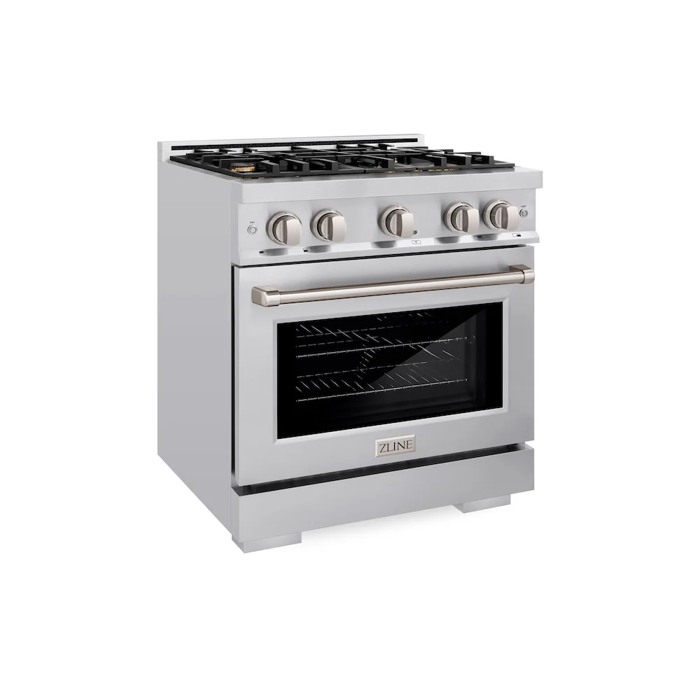 ZLINE 30 in. 4.2 cu. ft. Select Gas Range with Convection Gas Oven in Stainless Steel with 4 Brass Burners, Open Box-Great Condition