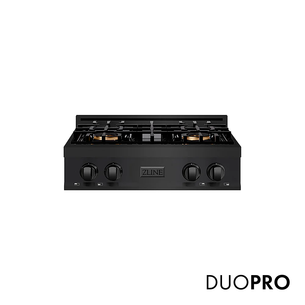 ZLINE 30 in. Classic Gas Rangetop with 4 Burner DuoPro™ Cooktop in Black Stainless Steel, Open Box-Great Condition