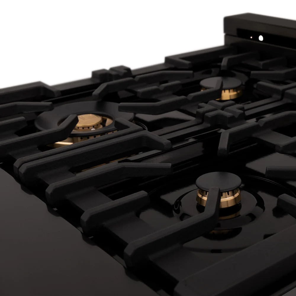 ZLINE 30 in. Legacy Gas Rangetop with 4 Brass Burners and Porcelain Cooktop in Black Stainless Steel, Open Box-Great Condition - Image 11