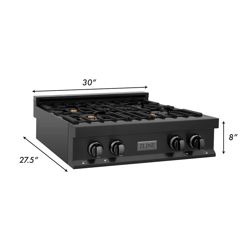 ZLINE 30 in. Legacy Gas Rangetop with 4 Brass Burners and Porcelain Cooktop in Black Stainless Steel, Open Box-Great Condition - Image 14